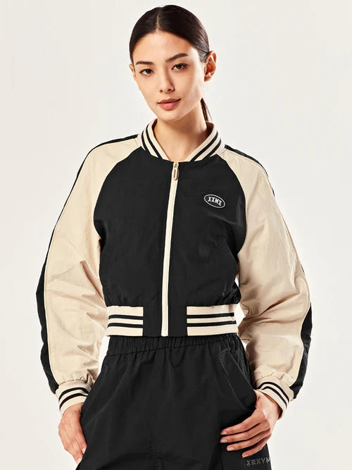 Woven Crop Varsity Jacket