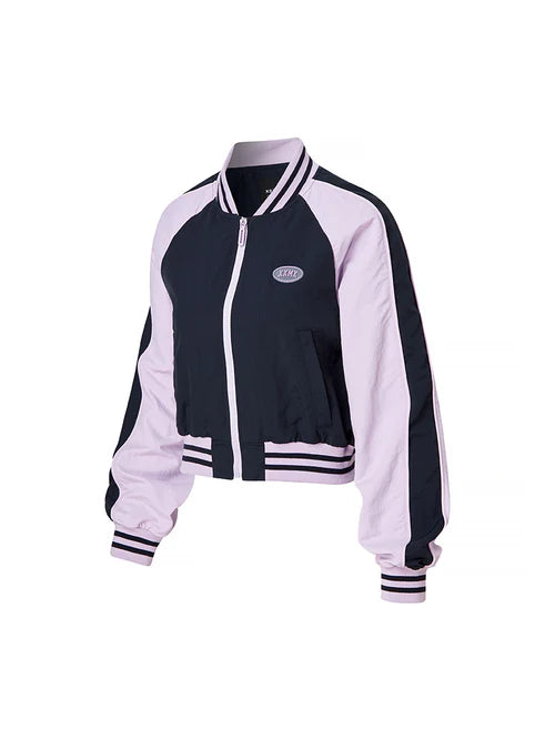 Woven Crop Varsity Jacket