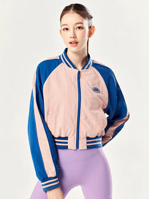 Woven Crop Varsity Jacket