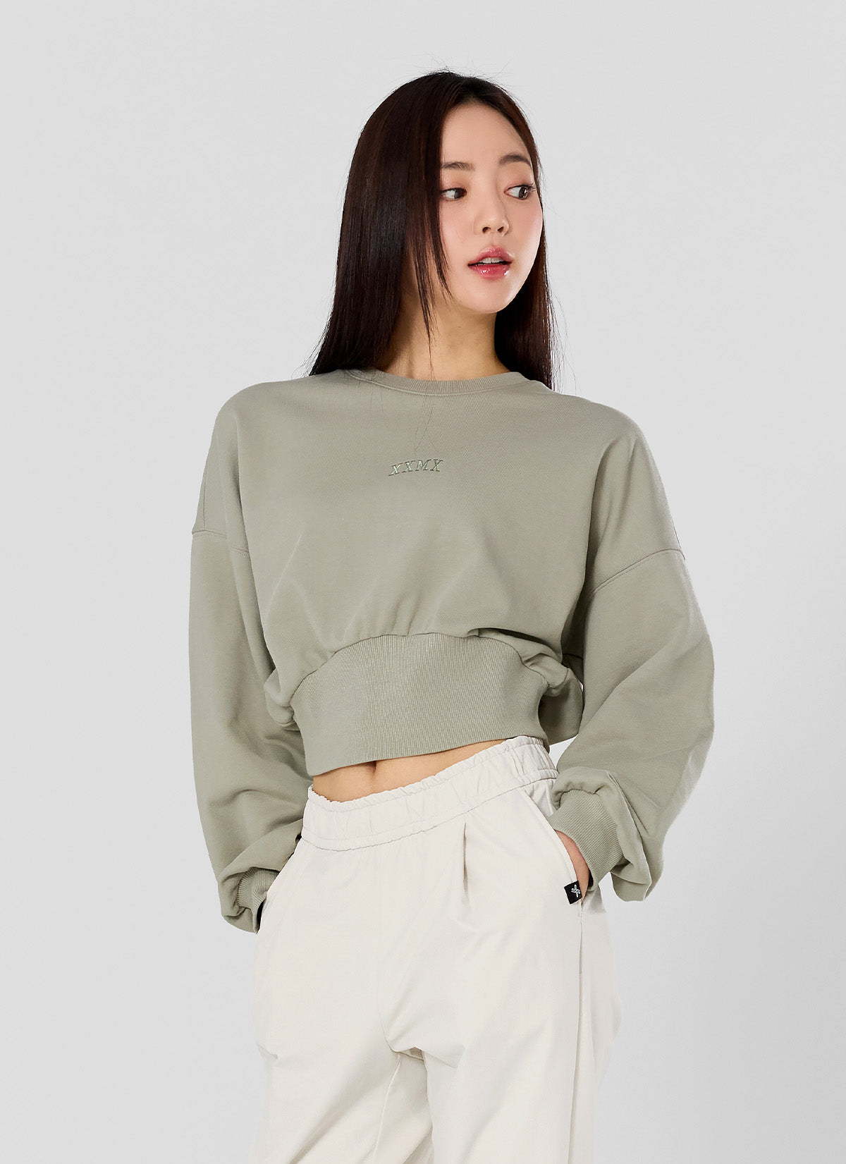 Wide-Band Cropped Sweatshirt