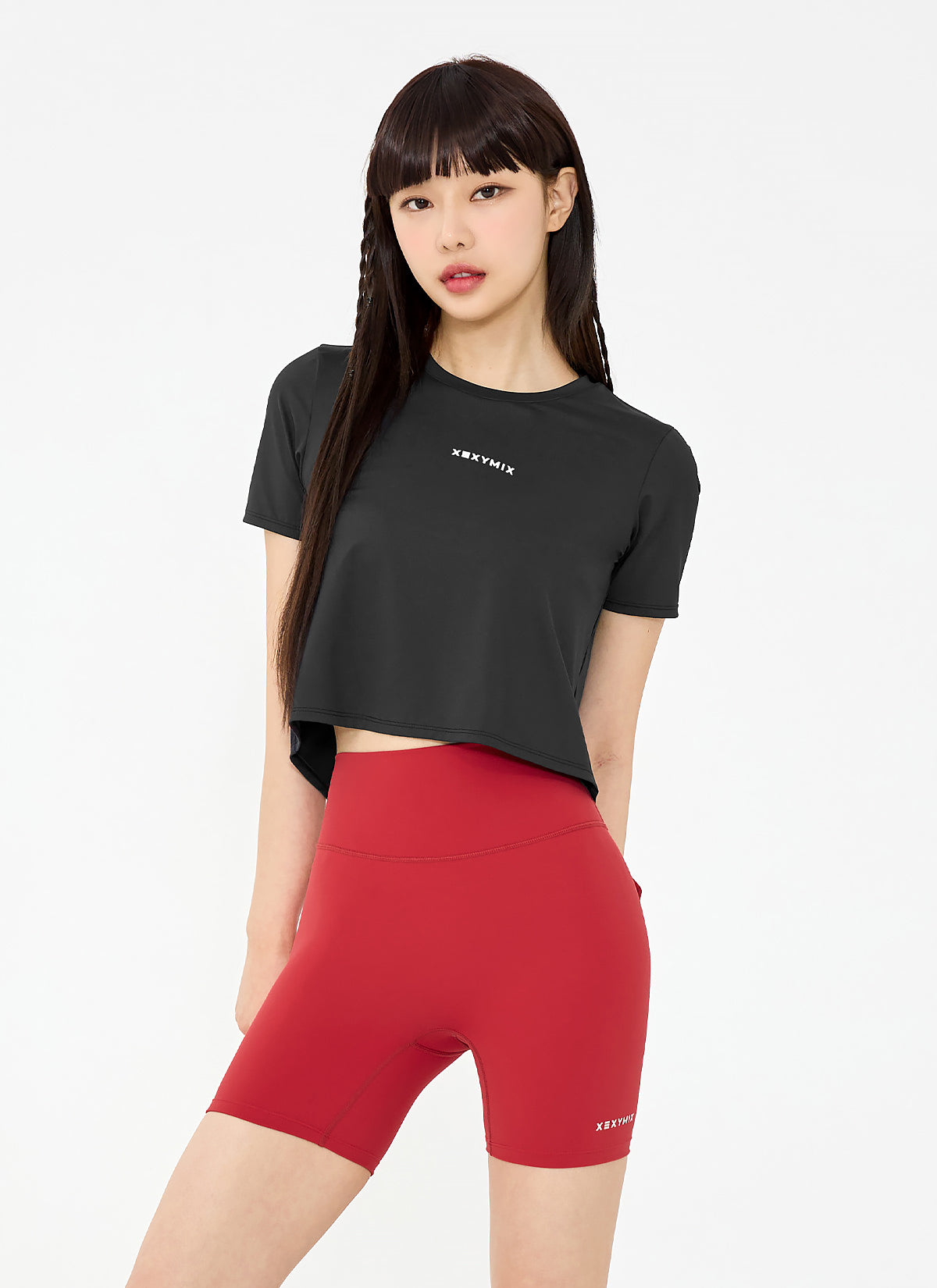 Ice Feather Back Slit Crop Short Sleeve