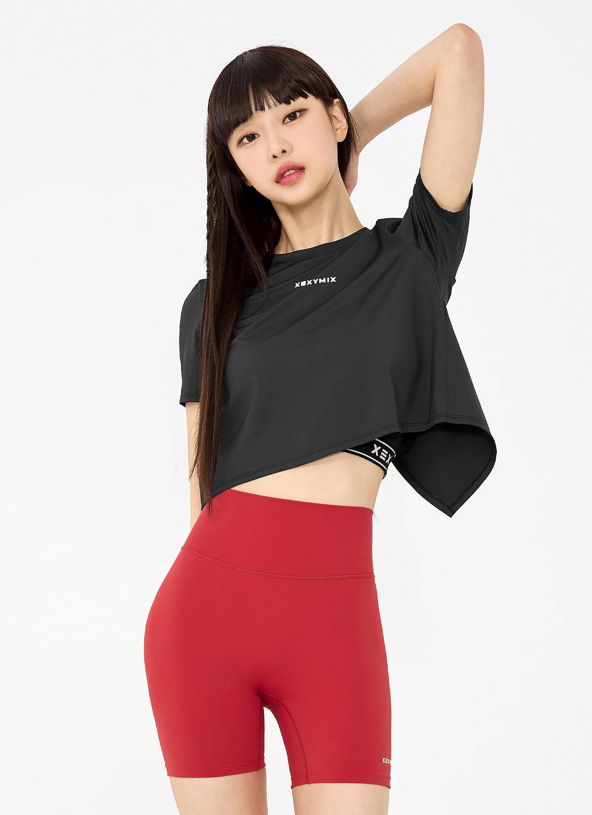 Ice Feather Back Slit Crop Short Sleeve