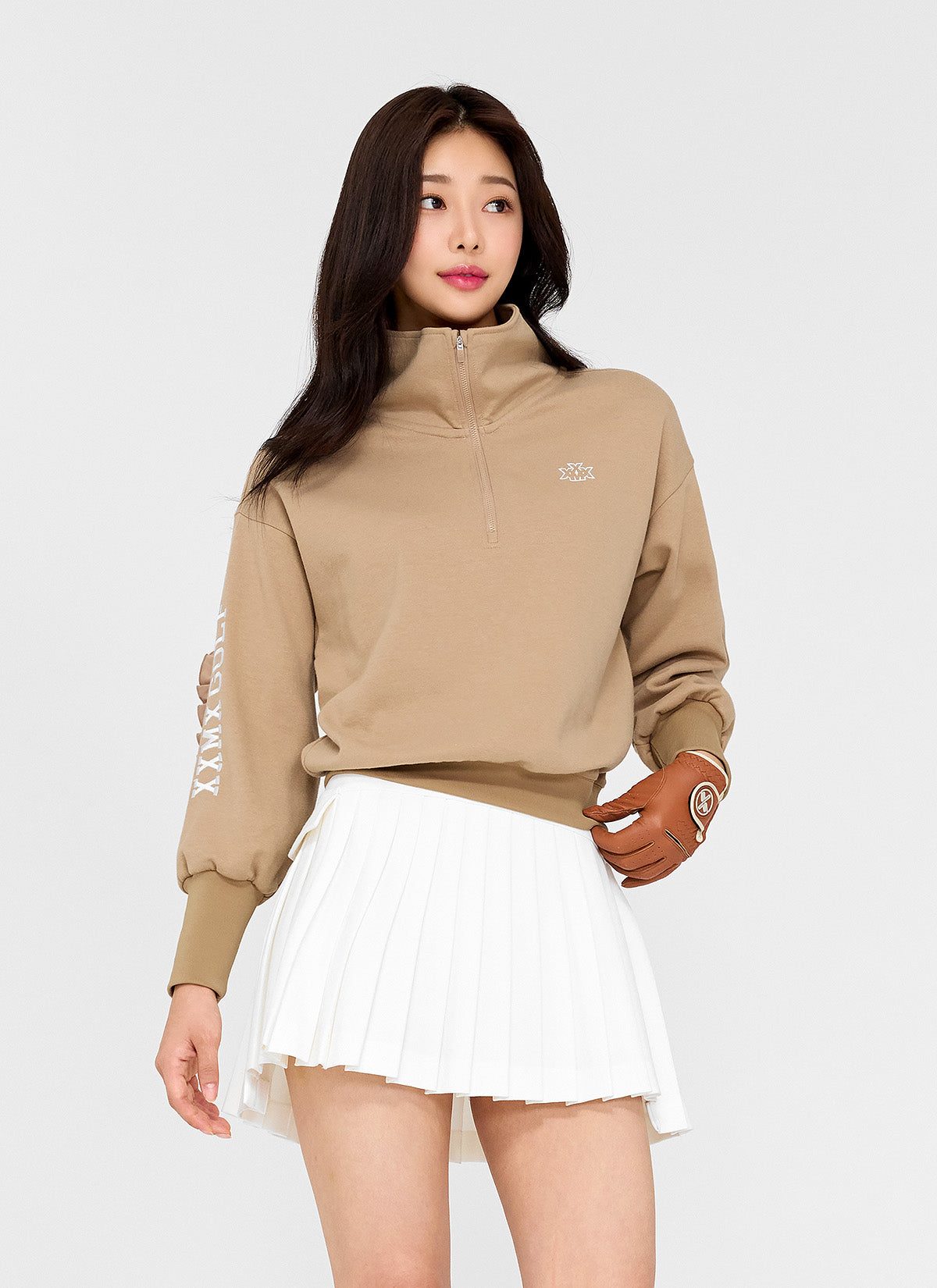 Ruffle Sleeves Half Zip-up Anorak