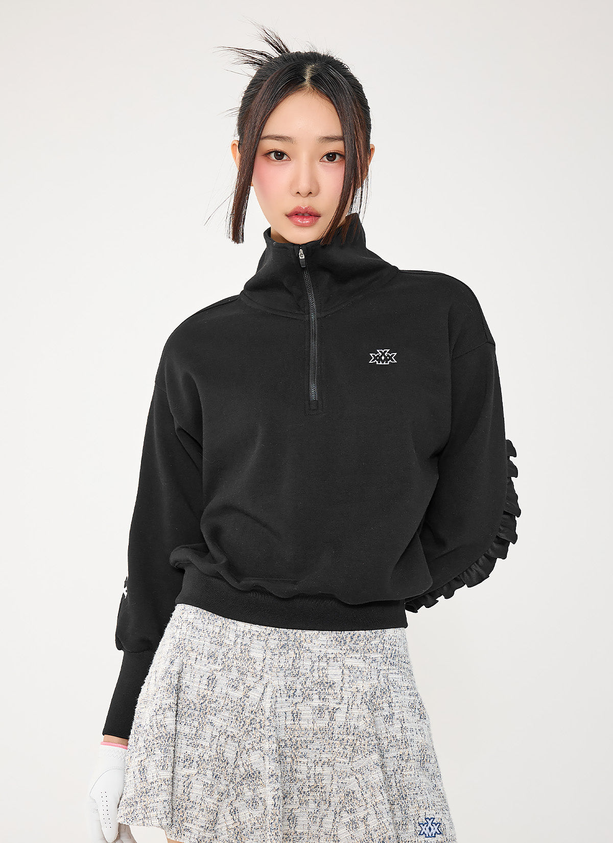 Ruffle Sleeves Half Zip-up Anorak