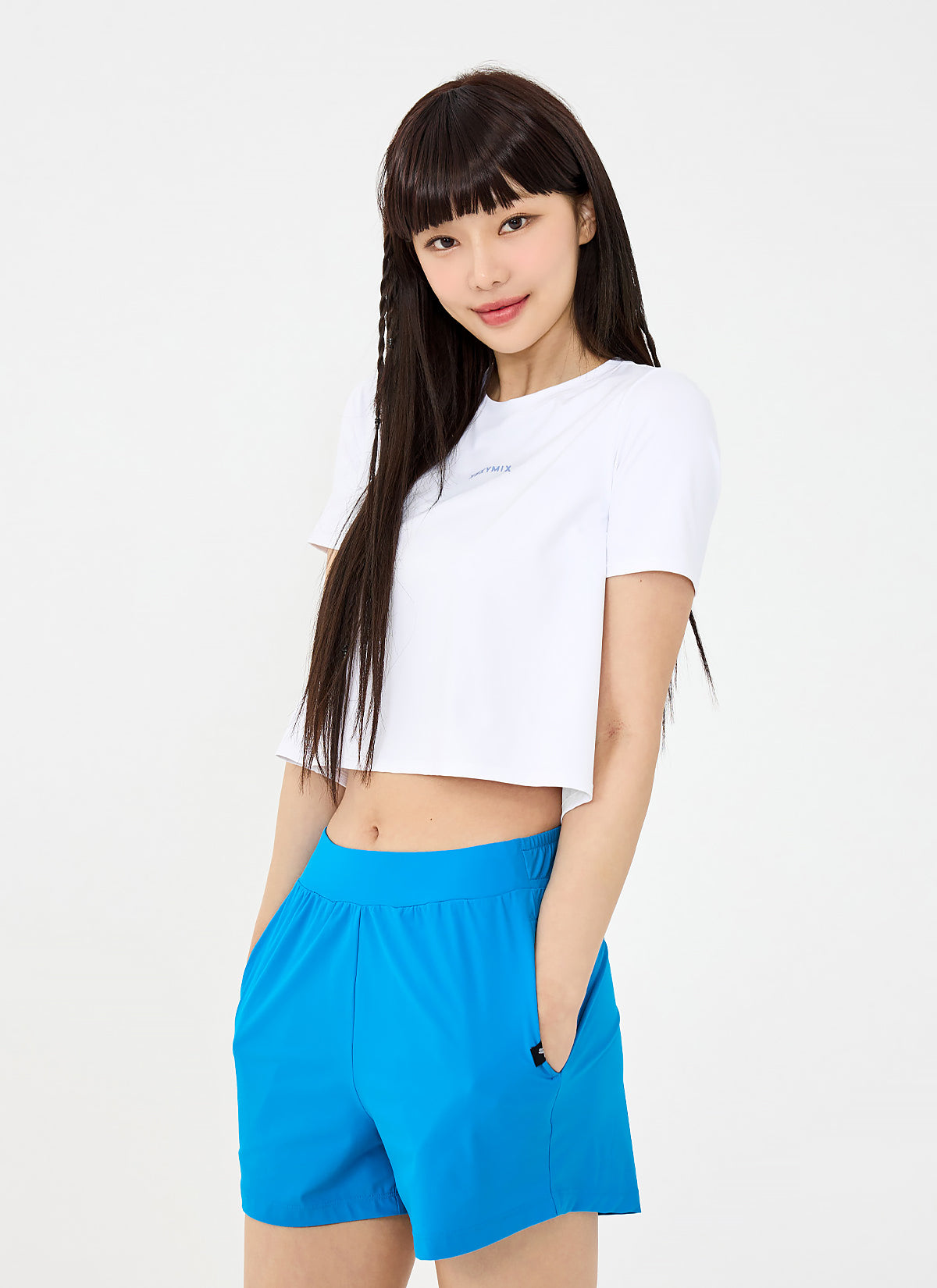 Ice Feather Back Slit Crop Short Sleeve