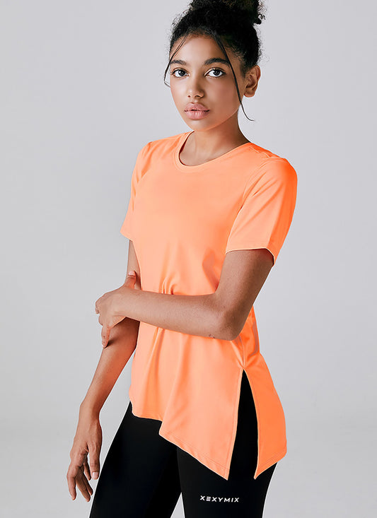 Unbalance Slit Short Sleeve