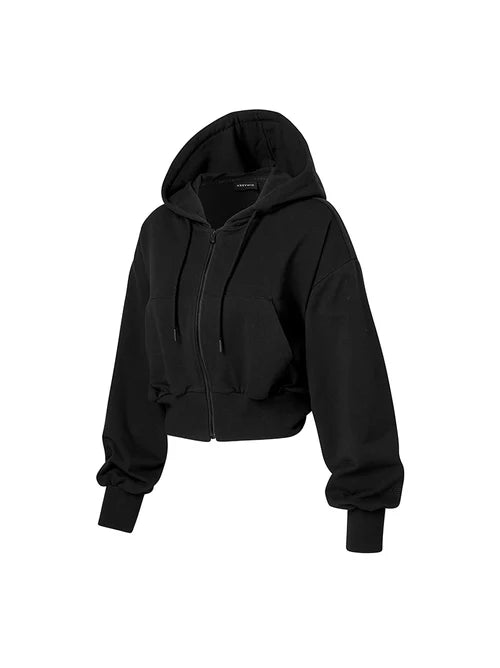 Smooth Touch Crop Hoodie Zip-up