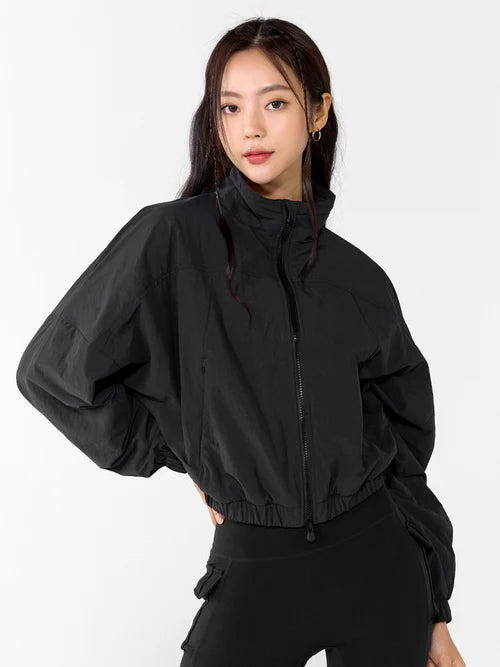 High Neck Dolman Crop Windbreaker