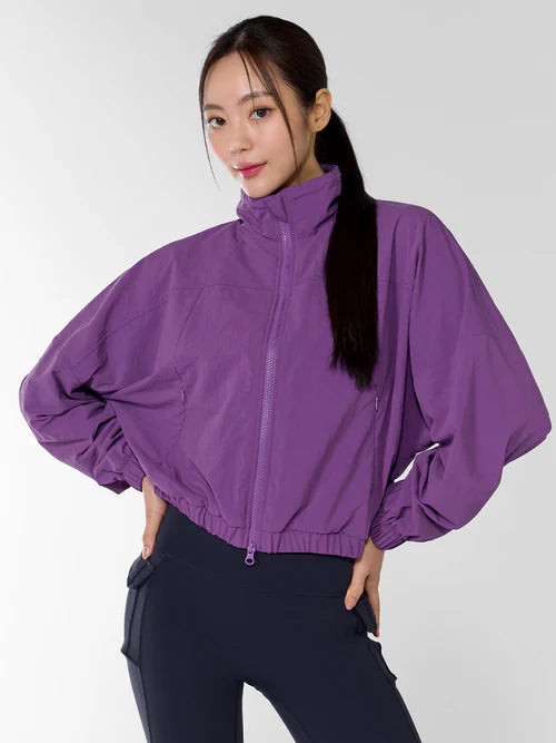 High Neck Dolman Crop Windbreaker