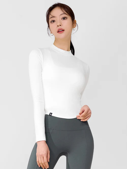 Silky Mock Neck Crop Long Sleeve