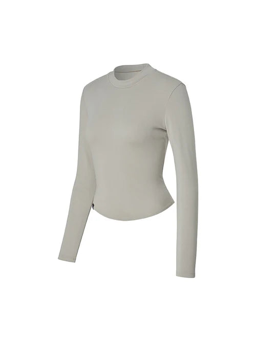 Silky Mock Neck Crop Long Sleeve