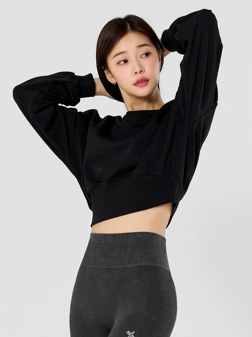 Wide Banding Crop Sweatshirts