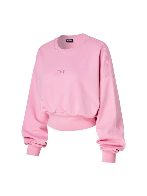 Wide Banding Crop Sweatshirts