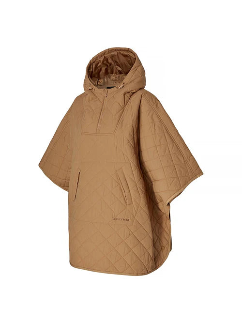 Quilted Hood Packable Poncho