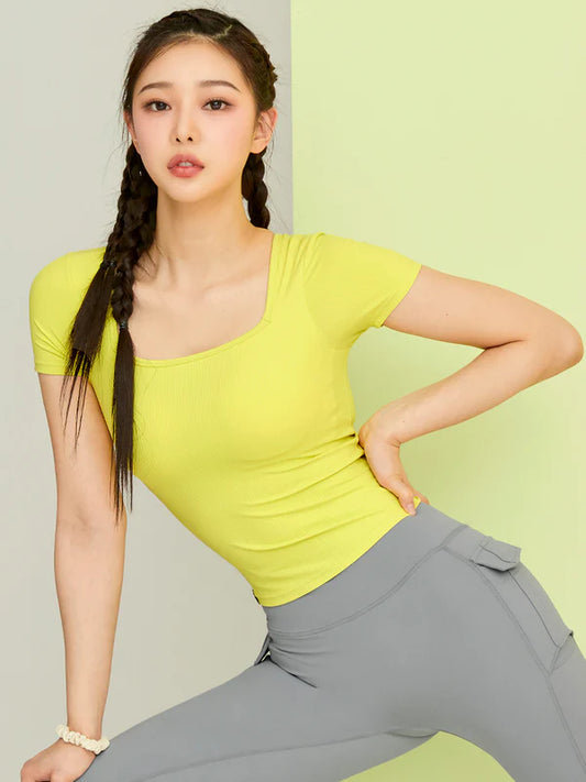 Soft Ribbed Square-Neck Top