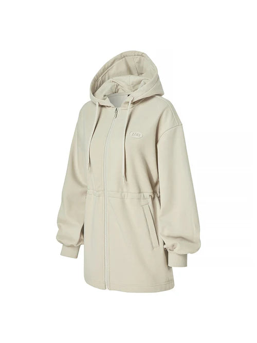 Warm Cotton Loose Fit String Hood Zip-up