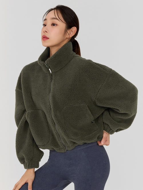 Sherpa Crop Zip-up Jacket