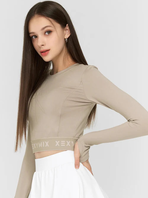 Logo Banding Crop Long Sleeve