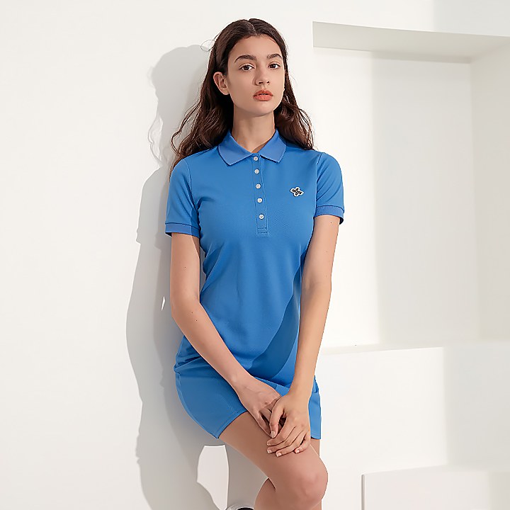 Pique Slim Fit Collar One-Piece_French Blue