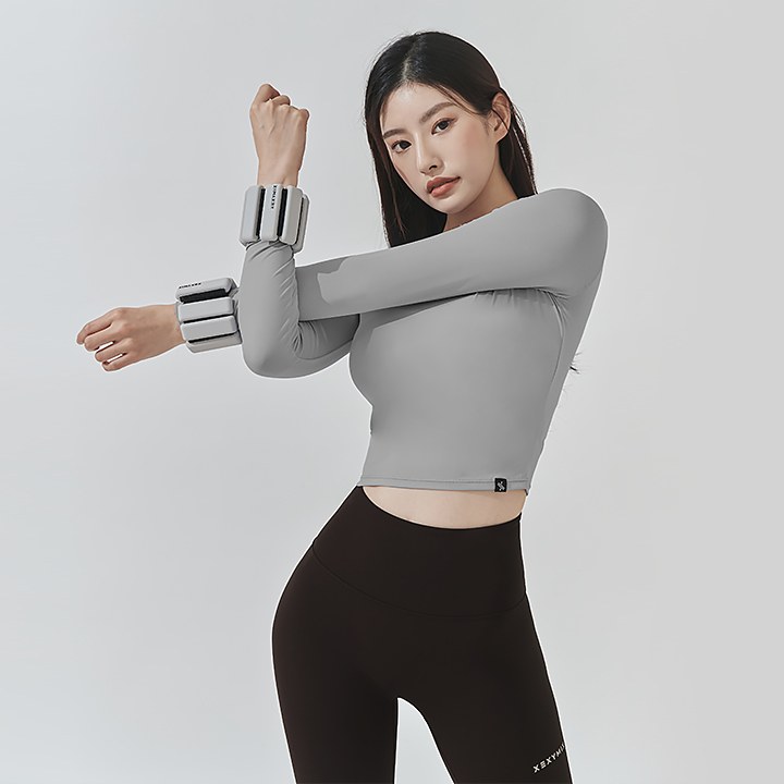 All Day Feather Crop Top_Coaling Gray