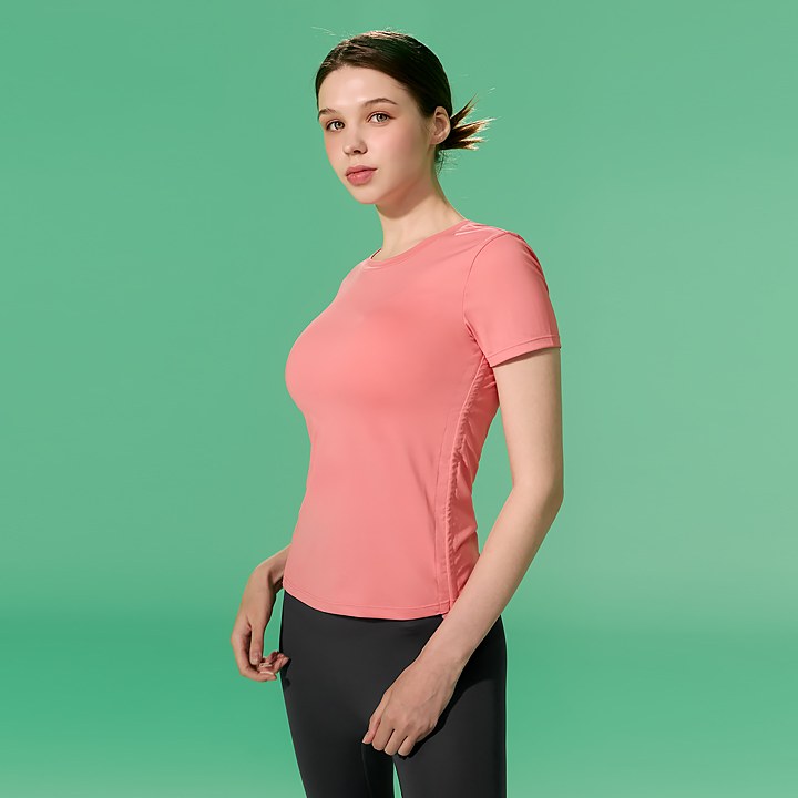 Air Bounce Shirring Short Sleeve_Georgia Peach
