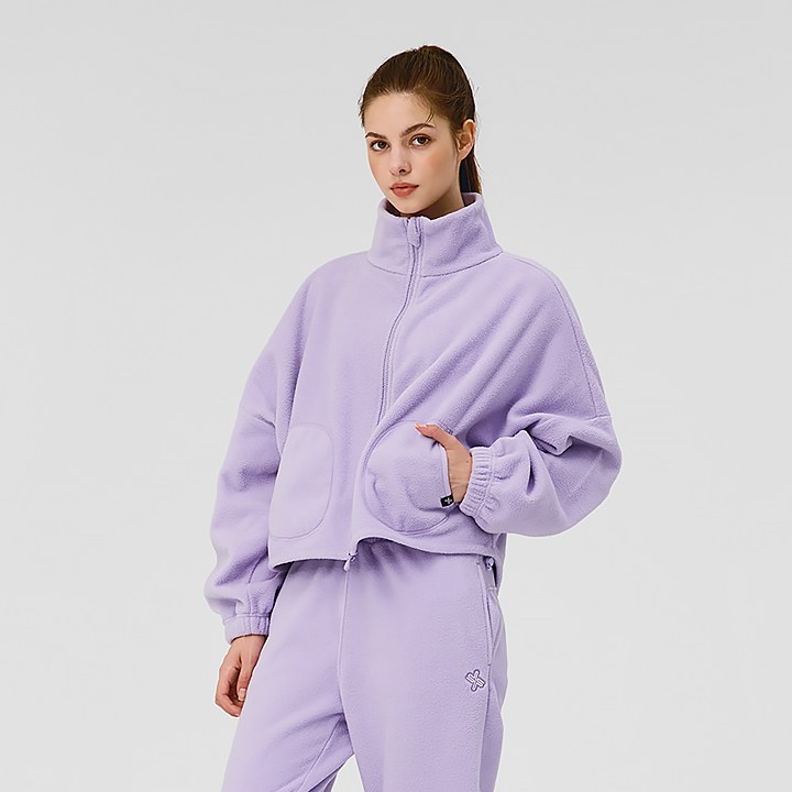 Soft Fleece High-neck Zip up_Steel Lavender