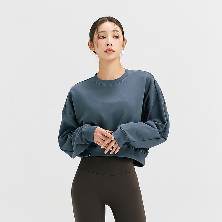 Basic Crop Sweatshirt_Steel Blue