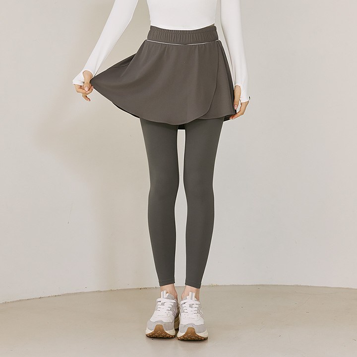 Pique Flare Skirt Leggings_Dope Gray