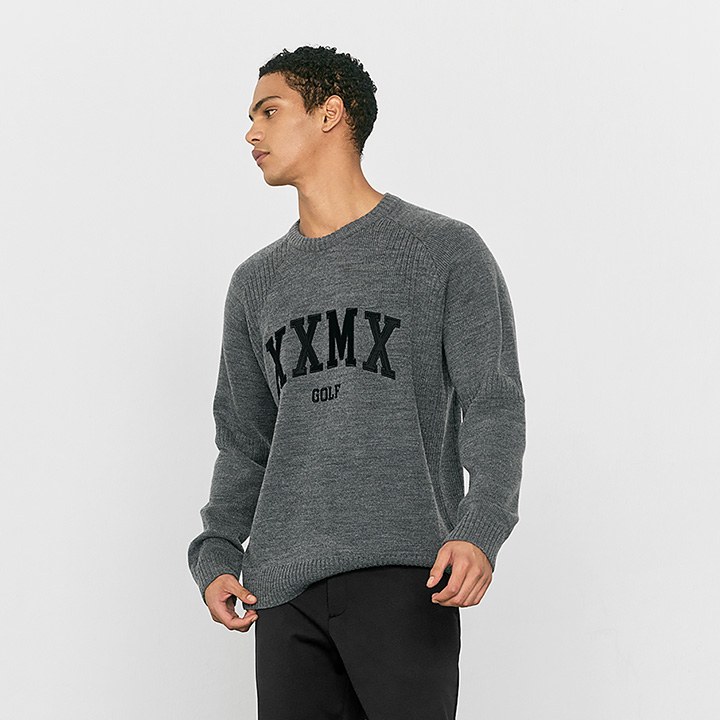 Essential Round Wool Knit Sweater_Dark Gray