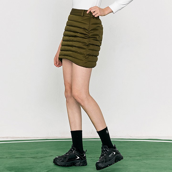 Back Pocket Padding Skirt_Olive Khaki