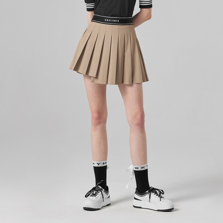 Unbalanced Pleats Culotte Skirt 2.0_Beige