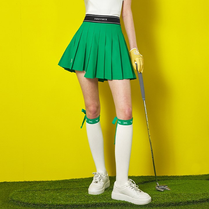 Unbalanced Pleats Culotte Skirt 2.0_Green