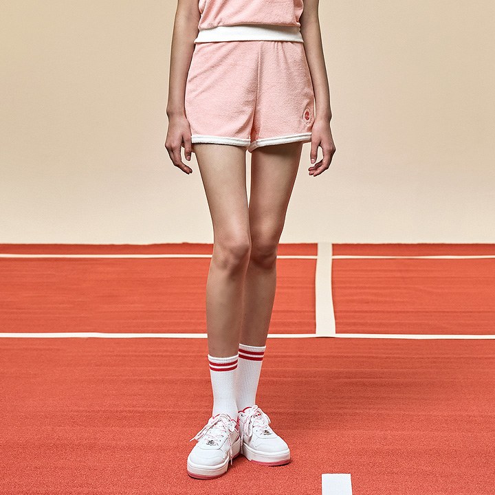 Sporty Terry Color Block Shorts_Salmon Pink