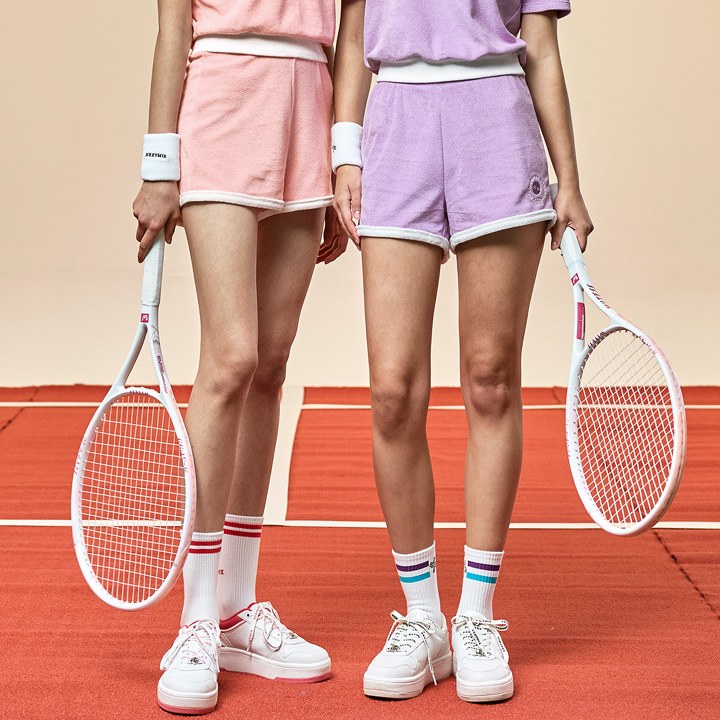 Sporty Terry Color Block Shorts_Lavender Fog