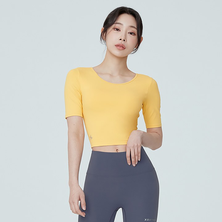 Middle Sleeve Crop Top_Sunshine Yellow
