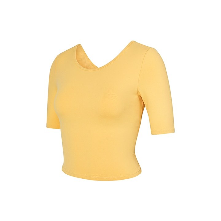 Middle Sleeve Crop Top_Sunshine Yellow