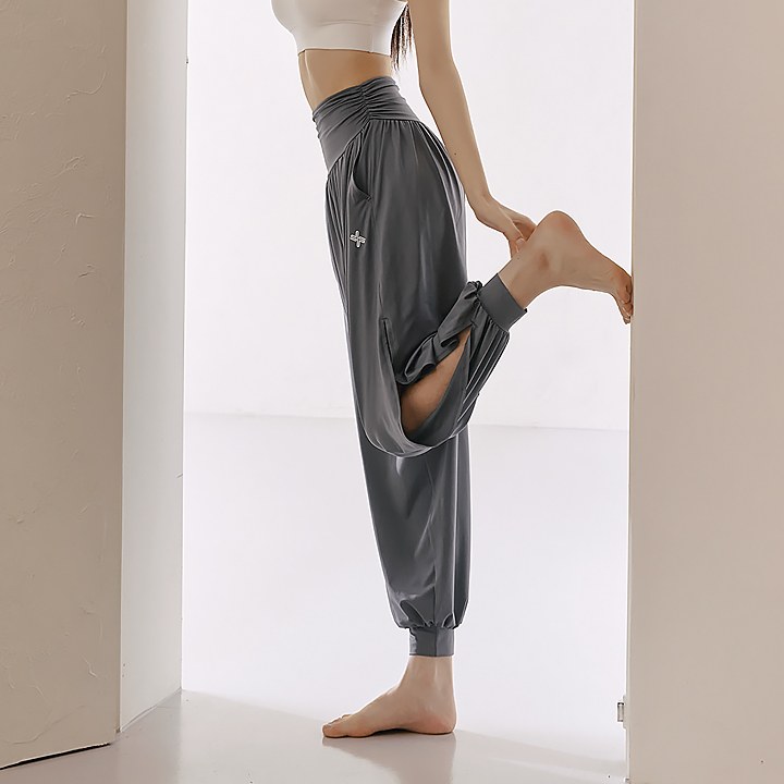 Relax Feather Slit Harem Pants_Teal Gray
