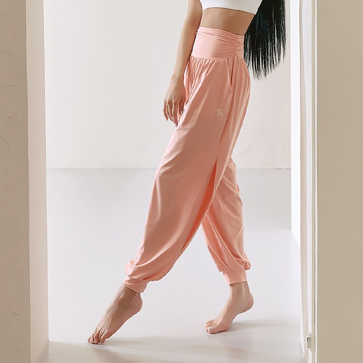 Relax Feather Slit Harem Pants_Peach Smoothie