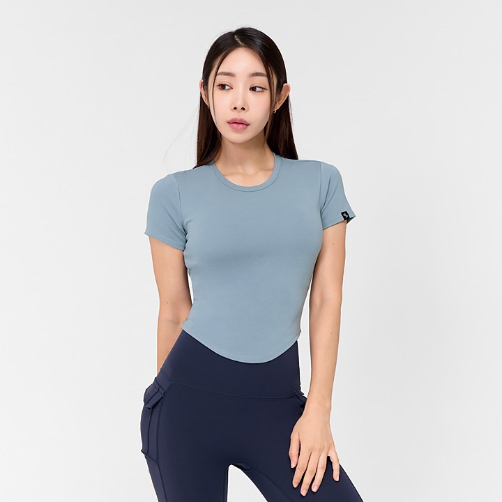 Soft Tension Round Crop Top_Country Blue
