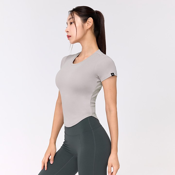 Soft Tension Round Crop Top_Gray Silver
