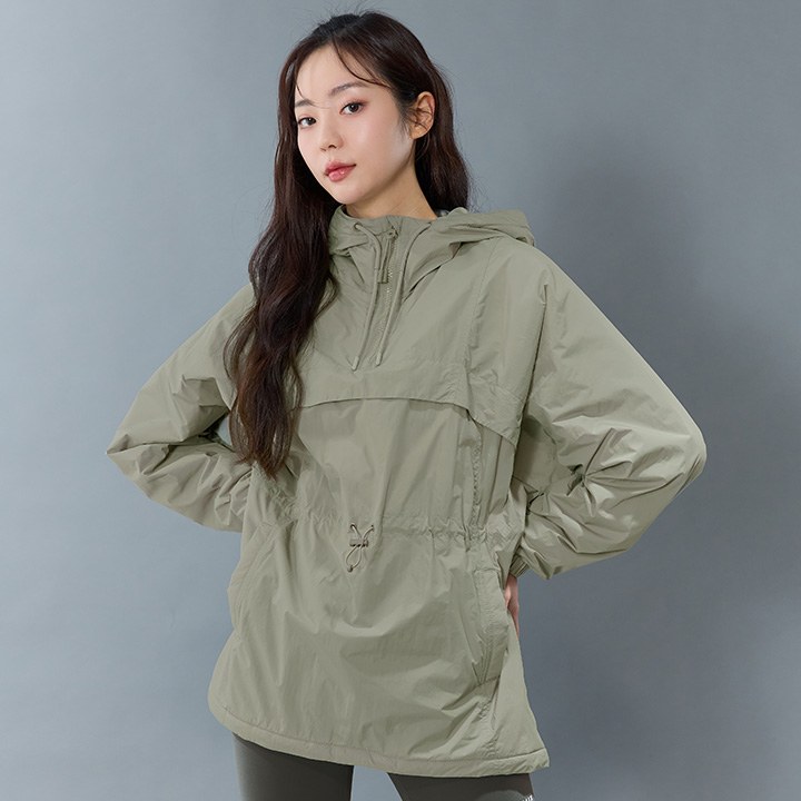 High Neck Anorak String Padded Jacket_Sage Earth