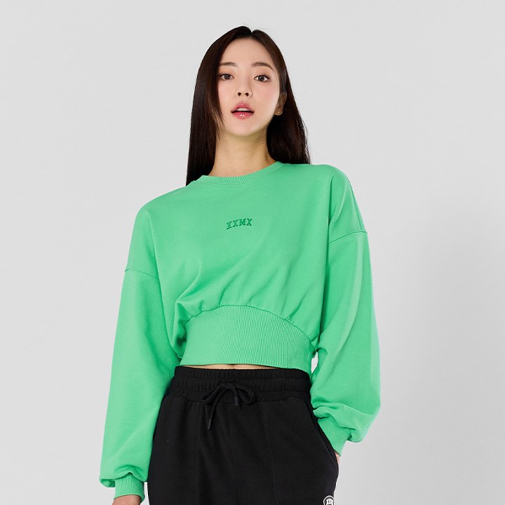 Wide Banding Crop Sweatshirt_Green Clover
