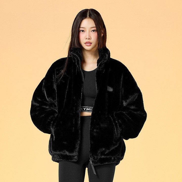 Loose Fit Eco Fur Jacket_Black