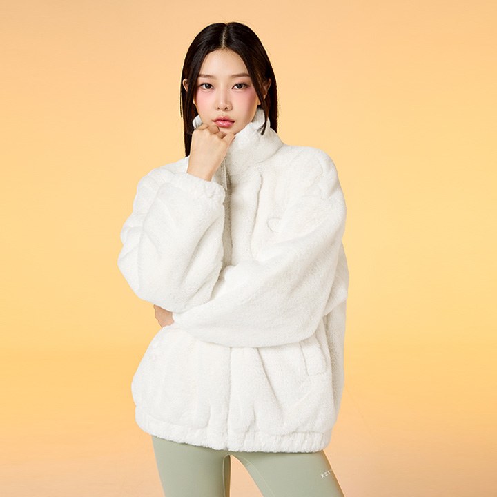 Loose Fit Eco Fur Jacket_Snow Cream