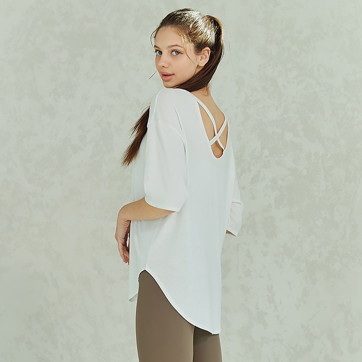 X-Strap Cover up T-shirt_Ivory