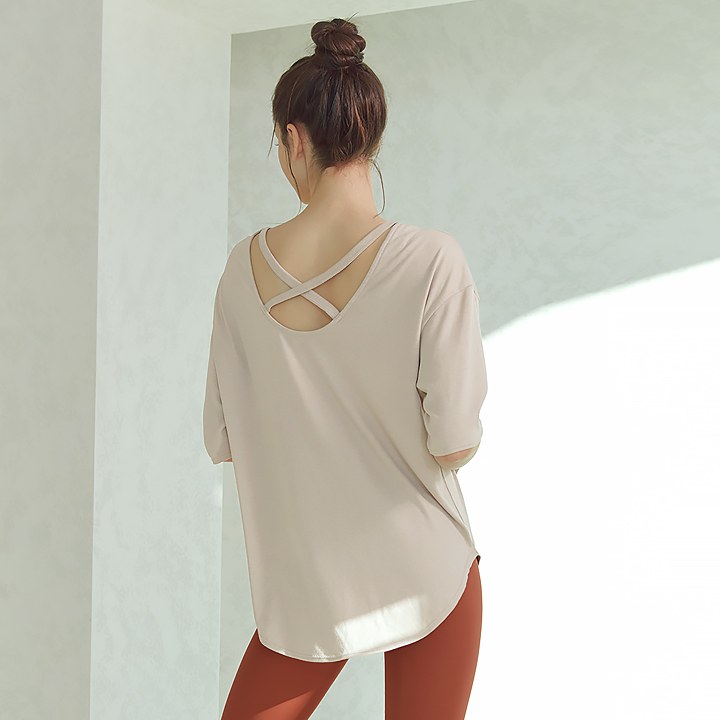 X-Strap Cover up T-shirt_Awesome Beige