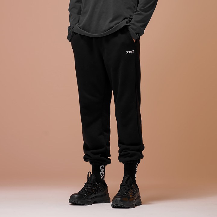 French Terry Loose Fit Jogger Pants_Black