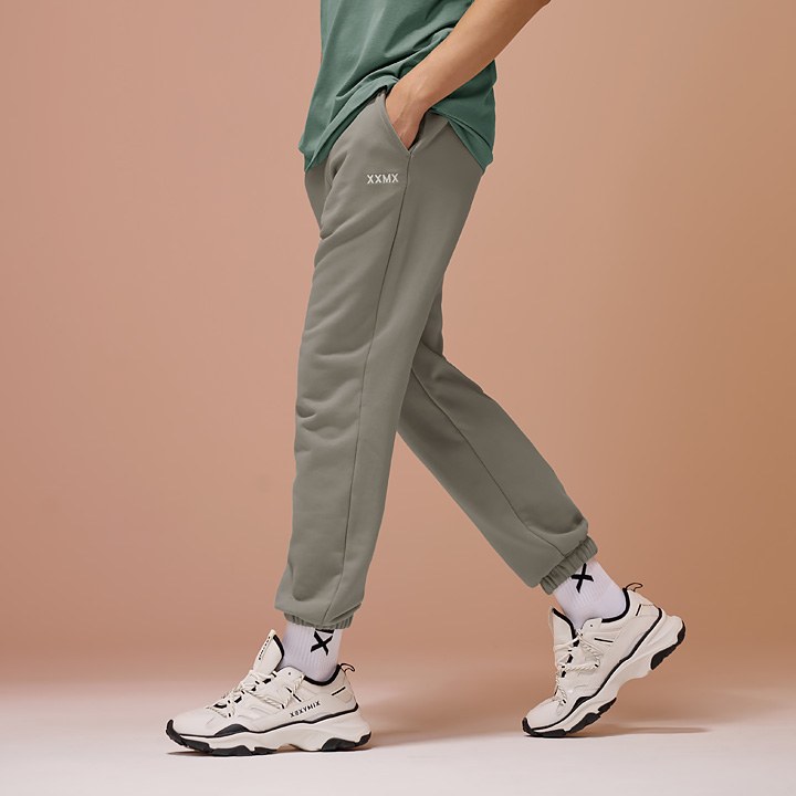 French Terry Loose Fit Jogger Pants_Mud Beige