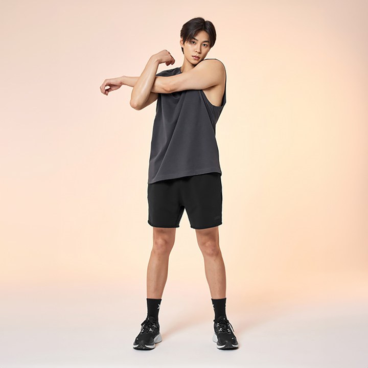 Small Letter Natural Sweat Shorts_Black