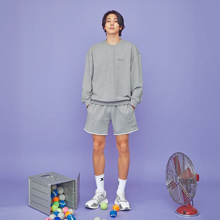 Small Letter Natural Sweat Shorts_Melange Gray